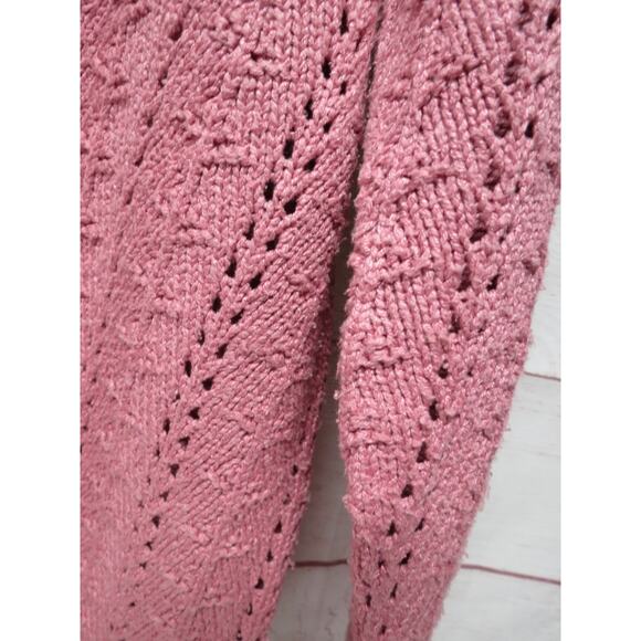 Sostanza Size Large 80% Silk Pink V-Neck Sweater - Picture 5 of 9